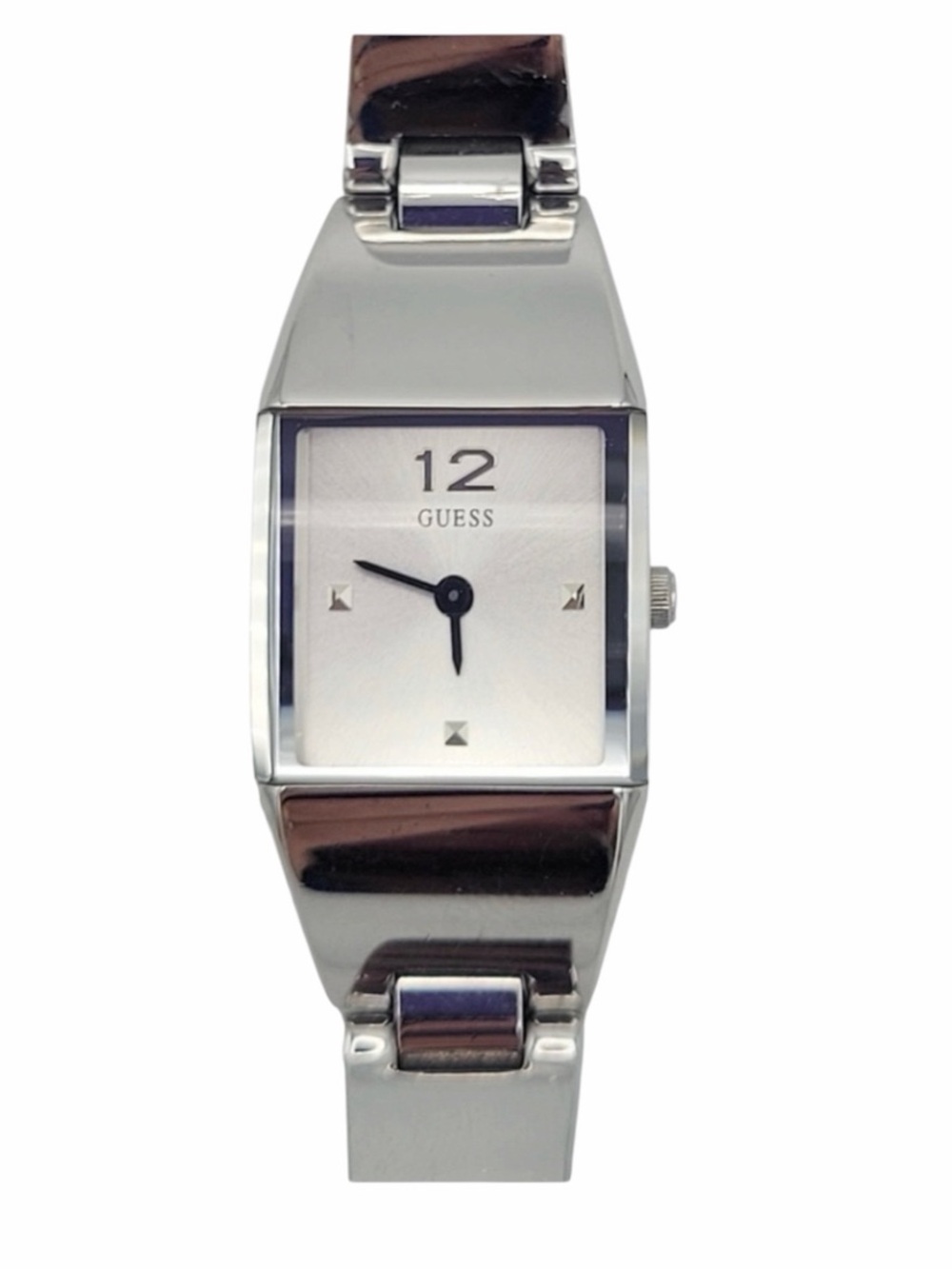 Vintage Guess Silver Tone Square Ladies Cuff Bracelet Watch